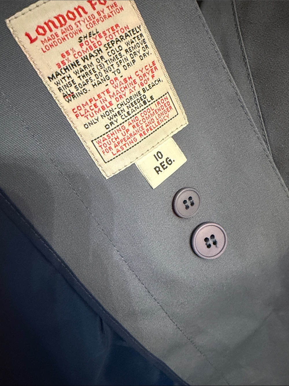 London Fog Slate Blue Long-Sleeve Belted Trench Coat - Picture 7 of 7